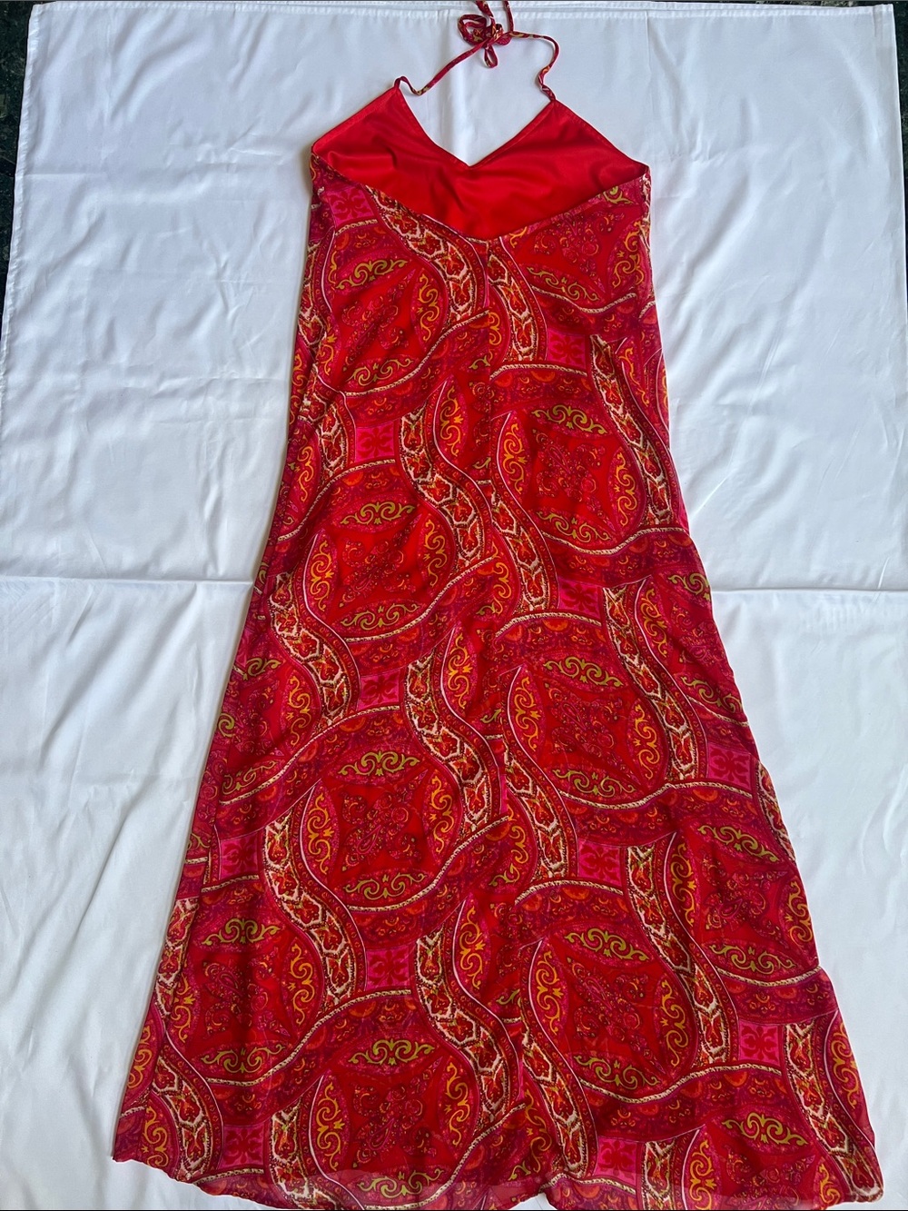 Show Me Your Mumu Sz S Red Patterned Halter Maxi Dress Boho Festival Summer Chic - Picture 12 of 12